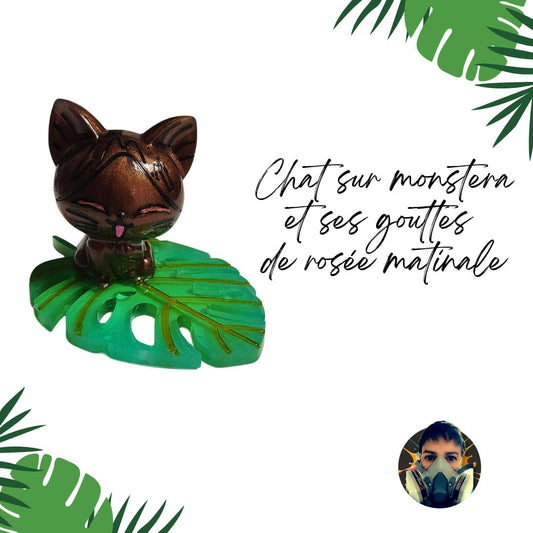 🐱🍃 Puppa Chat Kawaii – Édition Monstera Vert & Or ✨